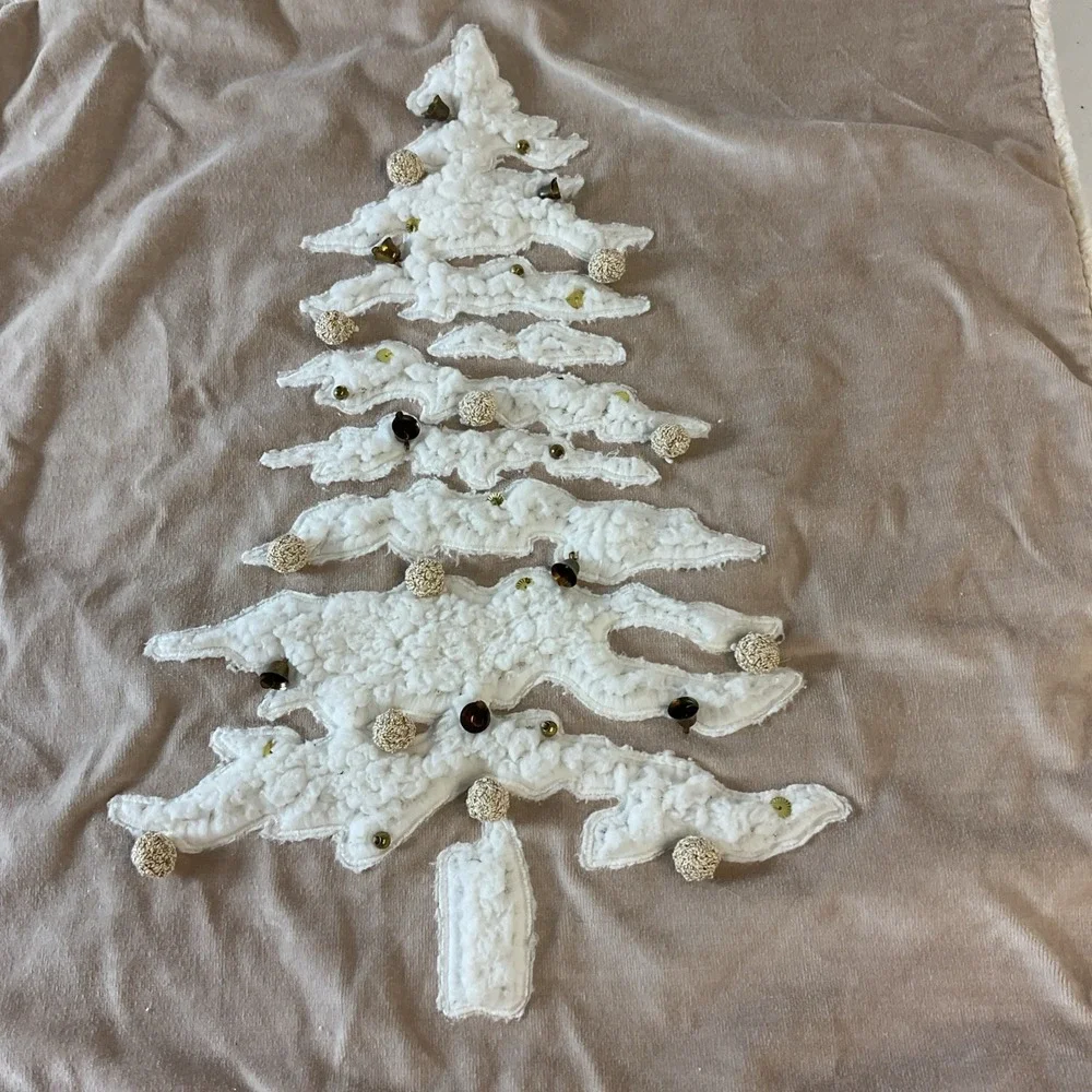 Pottery Barn Velvet Sherpa Tree Applique Pillow 20